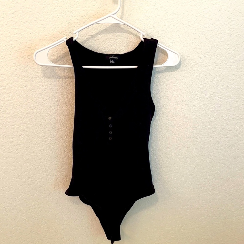 Black Deep Scoop Neck Bodysuit